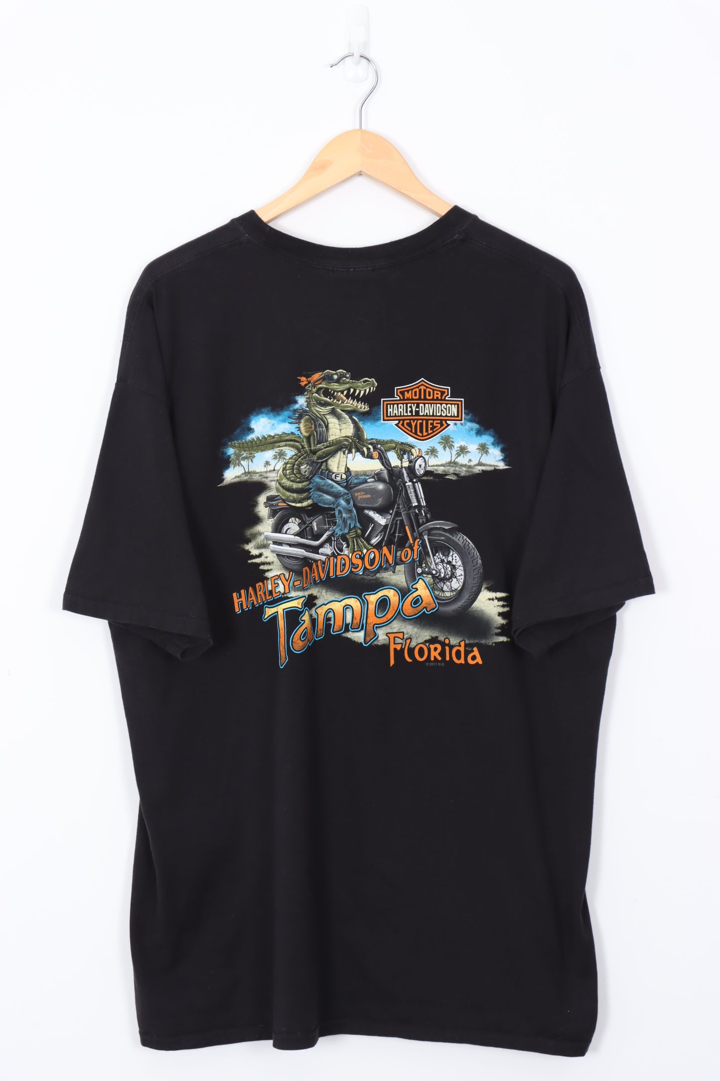 HARLEY DAVIDSON White & Orange Florida Crocodile Tee (XL)