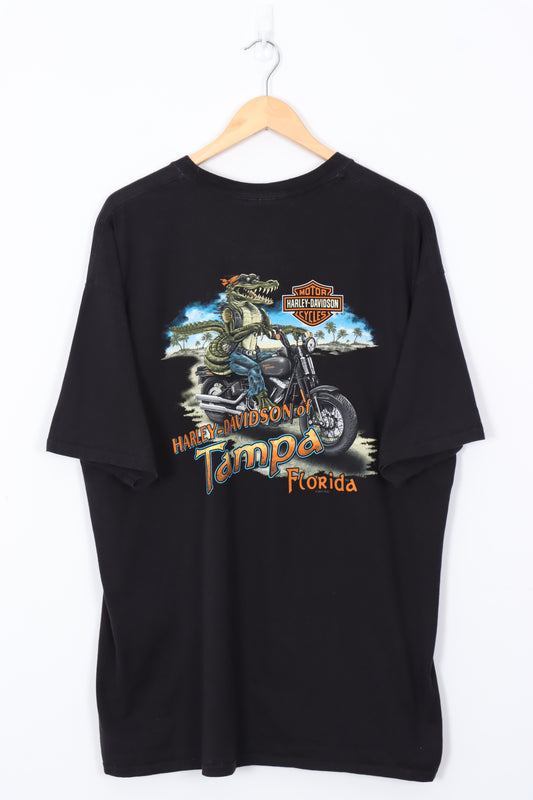 HARLEY DAVIDSON White & Orange Florida Crocodile Tee (XL)
