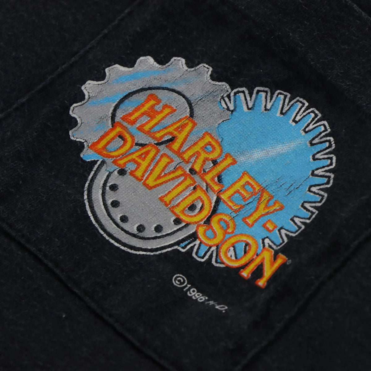Vintage 1996 HARLEY DAVIDSON 'Hottest Sound' Flame USA Made Pocket Long Sleeve T-Shirt (XL) Vintage Sole Melbourne