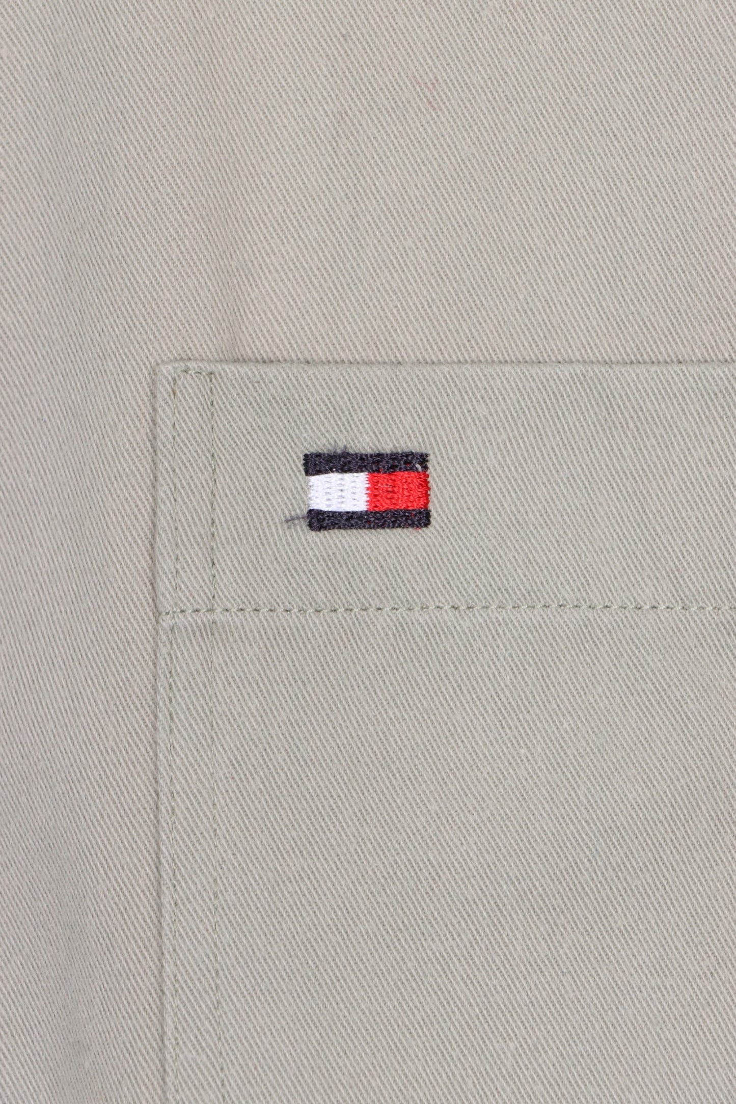 TOMMY HILFIGER Light Khaki Green Button Up Shirt (L) - Vintage Sole Melbourne