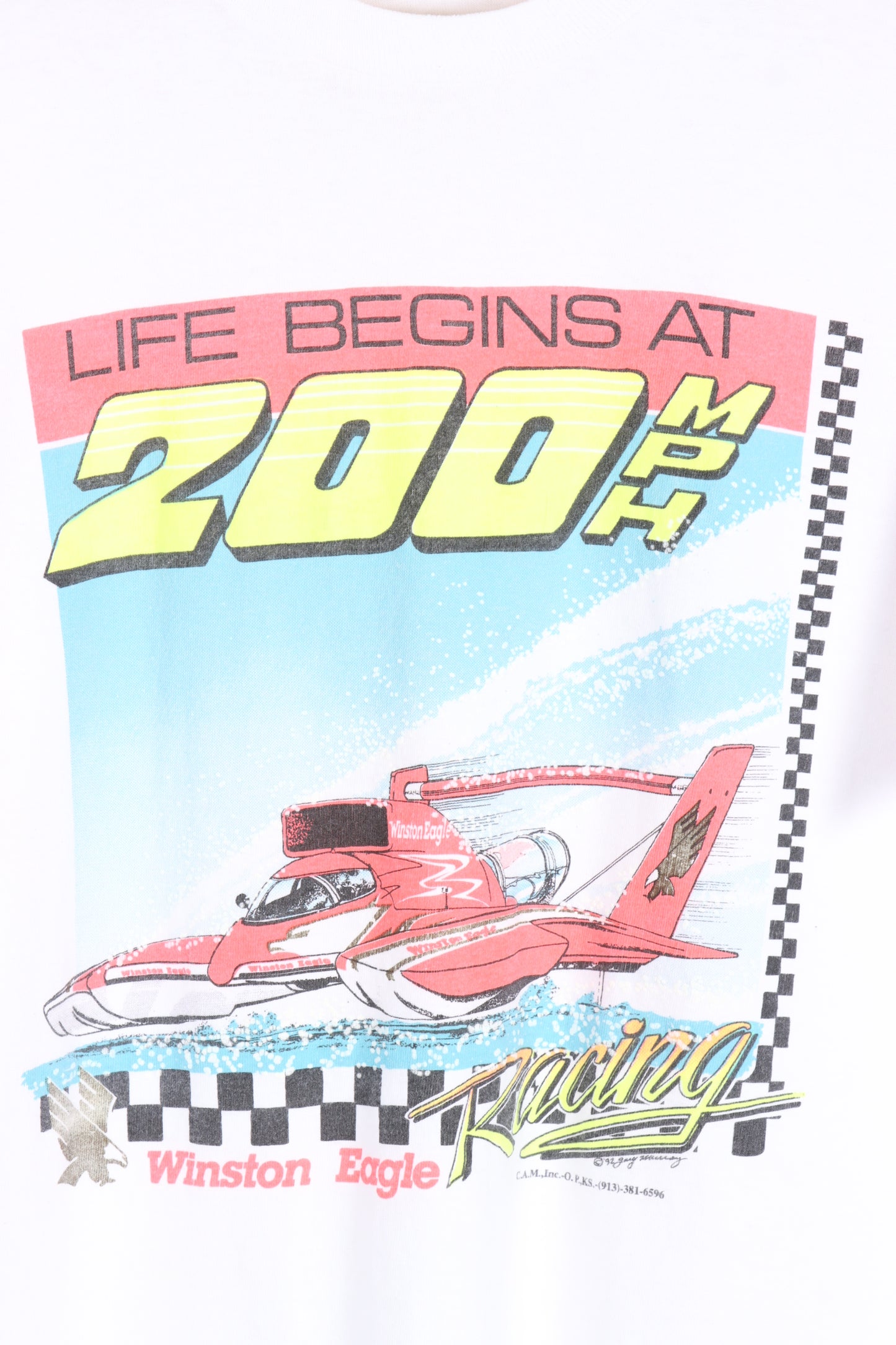 VINTAGE 1992 Winston Racing Fluro Graphic Tee USA Made (M)