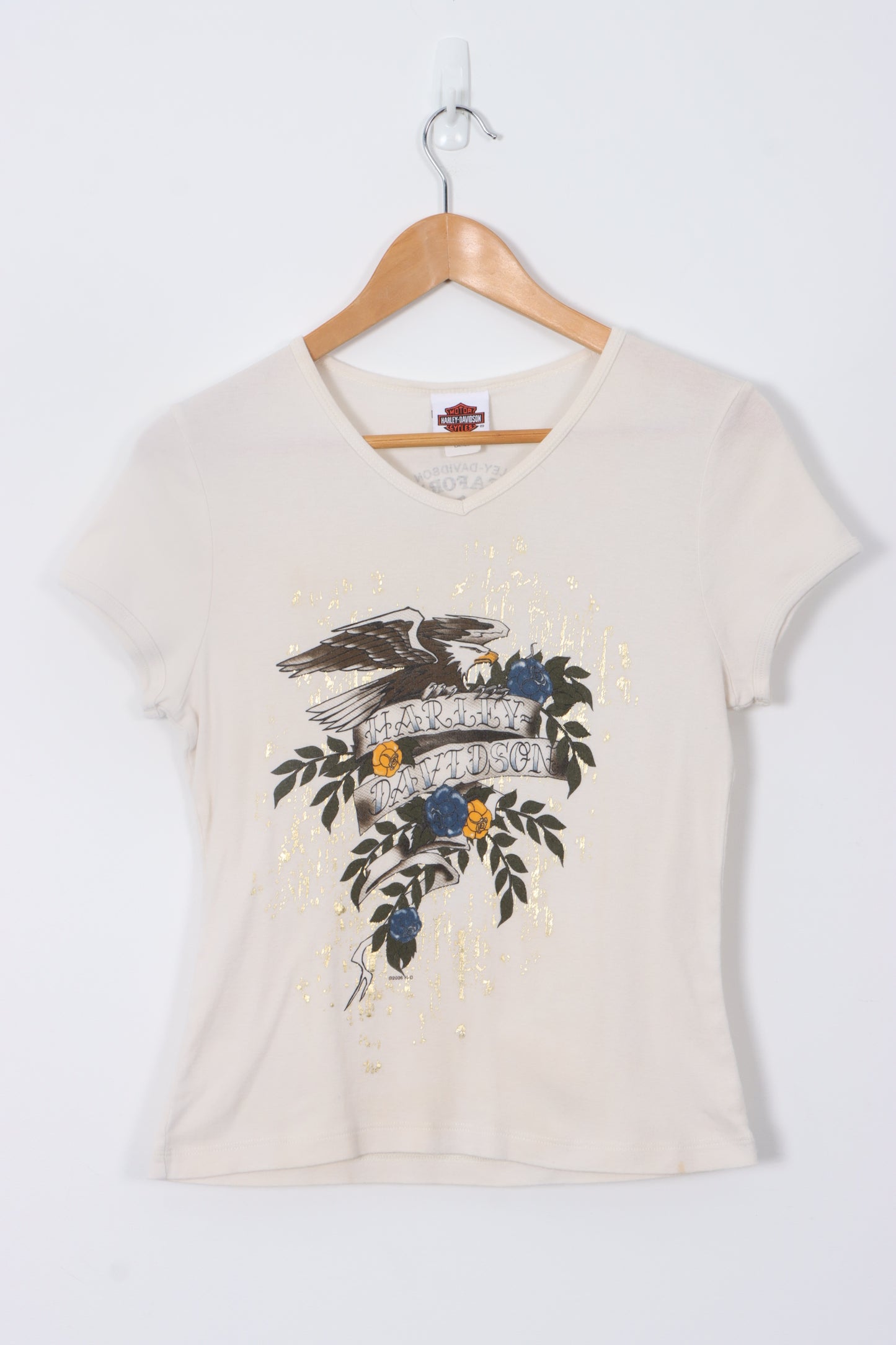 HARLEY DAVIDSON Eagle Rose Crop Tee USA Made (Women's M)