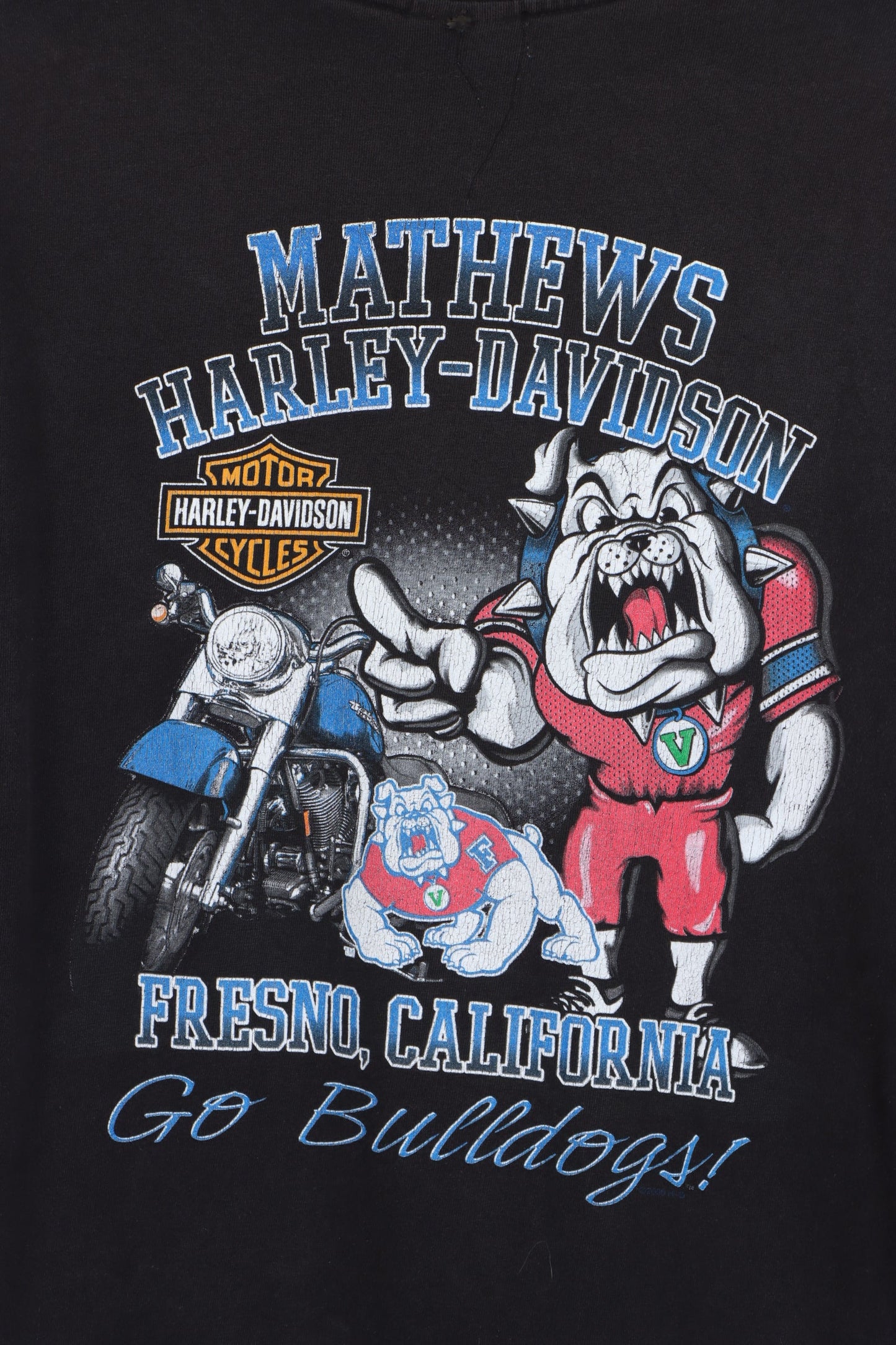 HARLEY DAVIDSON "Go Bulldogs" Front Back T-Shirt (L)