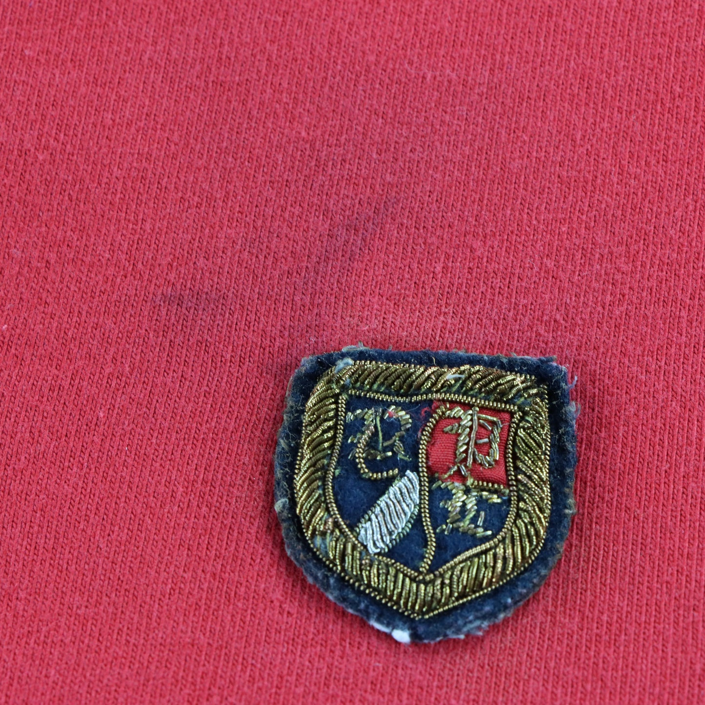 RALPH LAUREN POLO Shield Crest Logo Patch Red Rugby Jumper (L-XL) Vintage Sole Melbourne