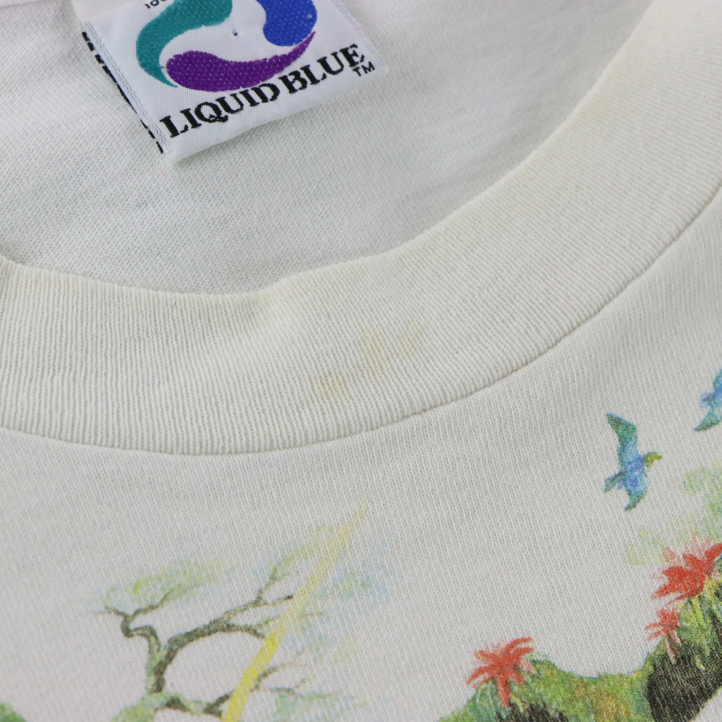 Vintage 1992 LIQUID BLUE African Rainforest Pastel Multicolour Tie Dye Single Stitch Tee USA Made (XL) Vintage Sole Melbourne