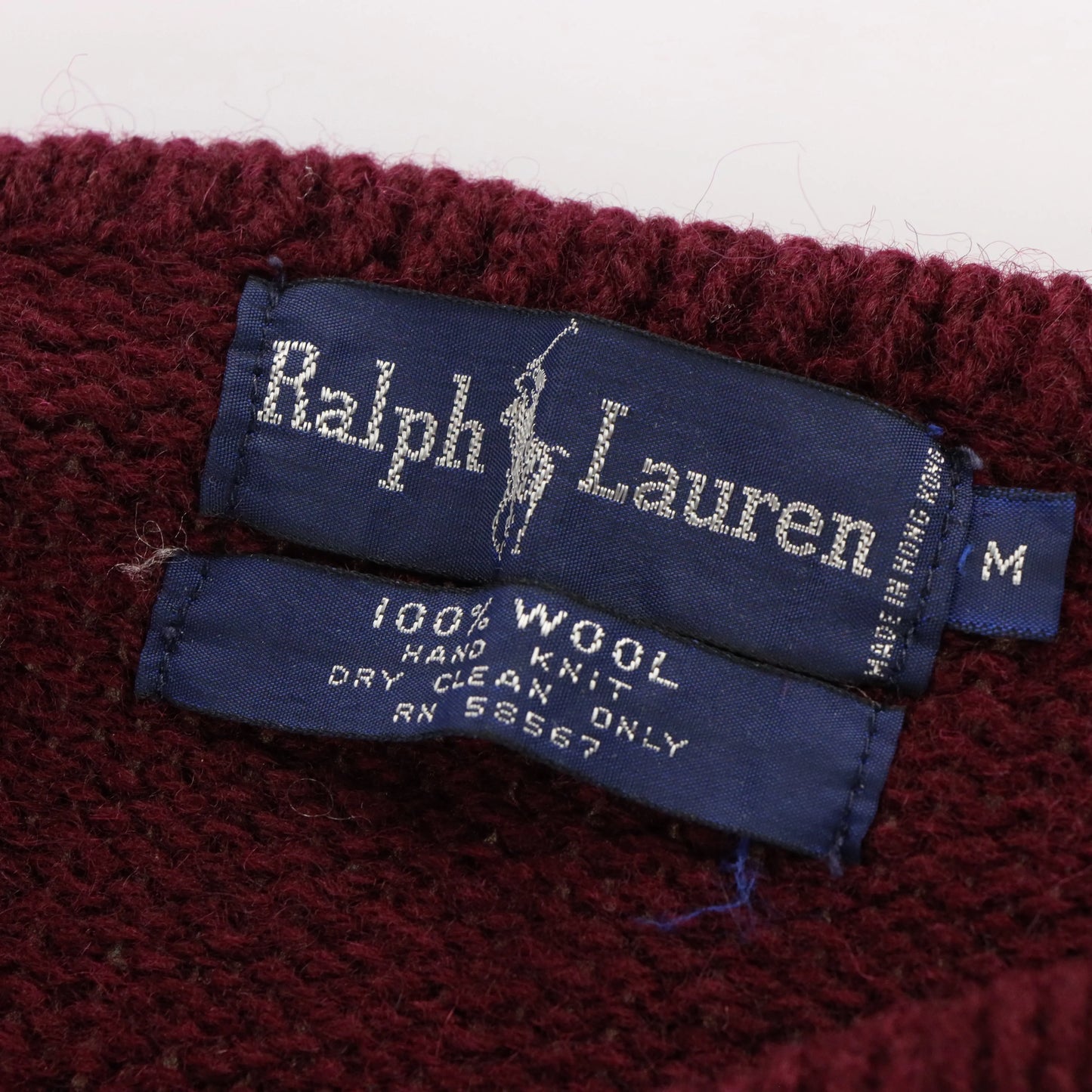 Vintage RALPH LAUREN Pheasant Bird 100% Wool Hand Knit Burgundy Sweater (S-M) Vintage Sole Melbourne