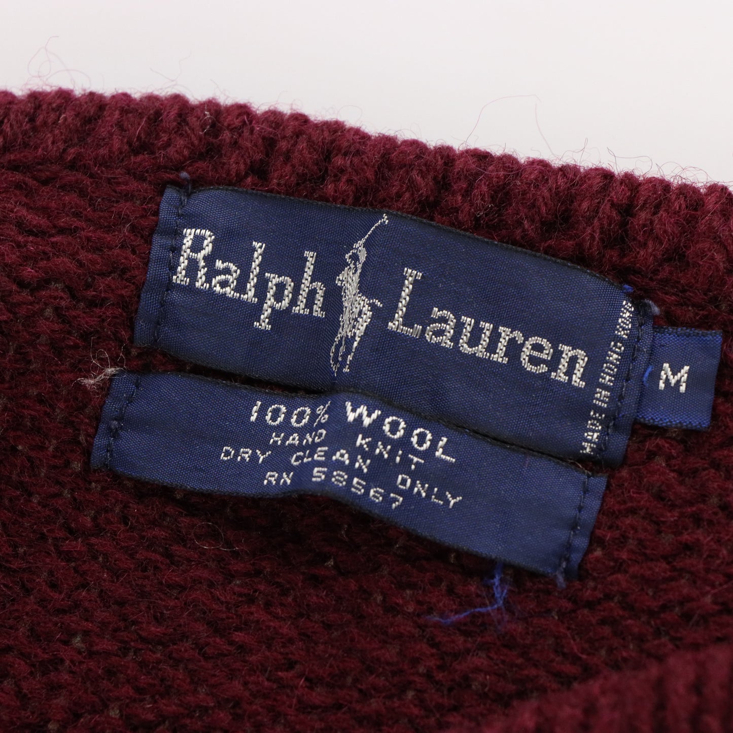 Vintage RALPH LAUREN Pheasant Bird 100% Wool Hand Knit Burgundy Sweater (S-M) Vintage Sole Melbourne