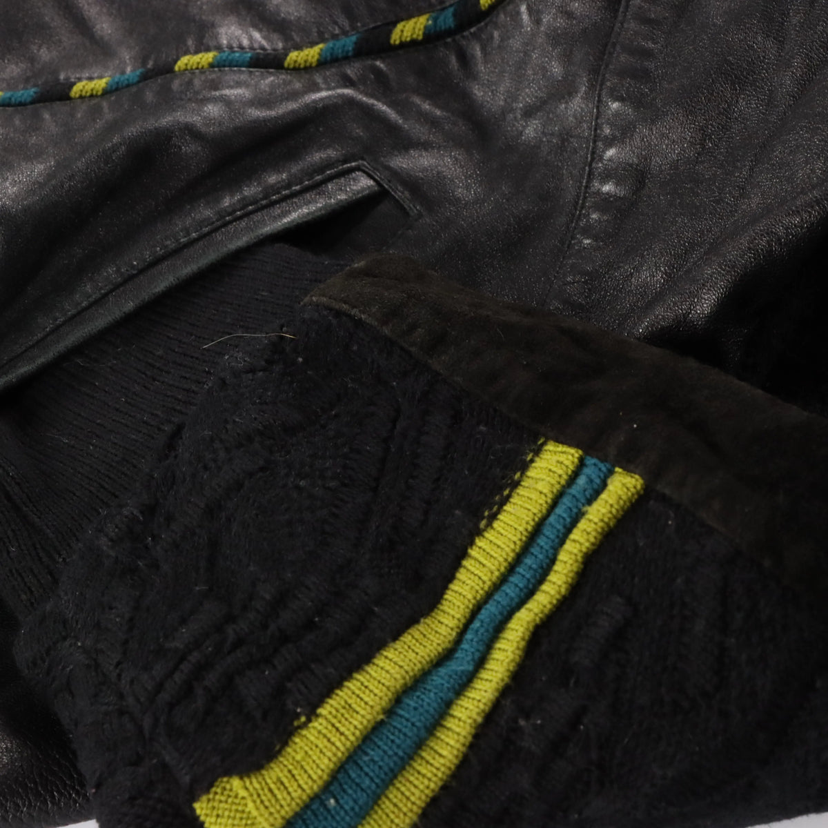 Vintage SAXONY Genuine Leather Suede Coogi Style Knit Jacket (XXL) Vintage Sole Melbourne