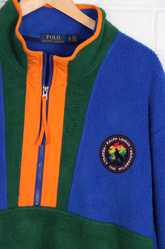 POLO RALPH LAUREN Colour Block 'Respect the Wilderness' Fleece (XXXL) - Vintage Sole Melbourne