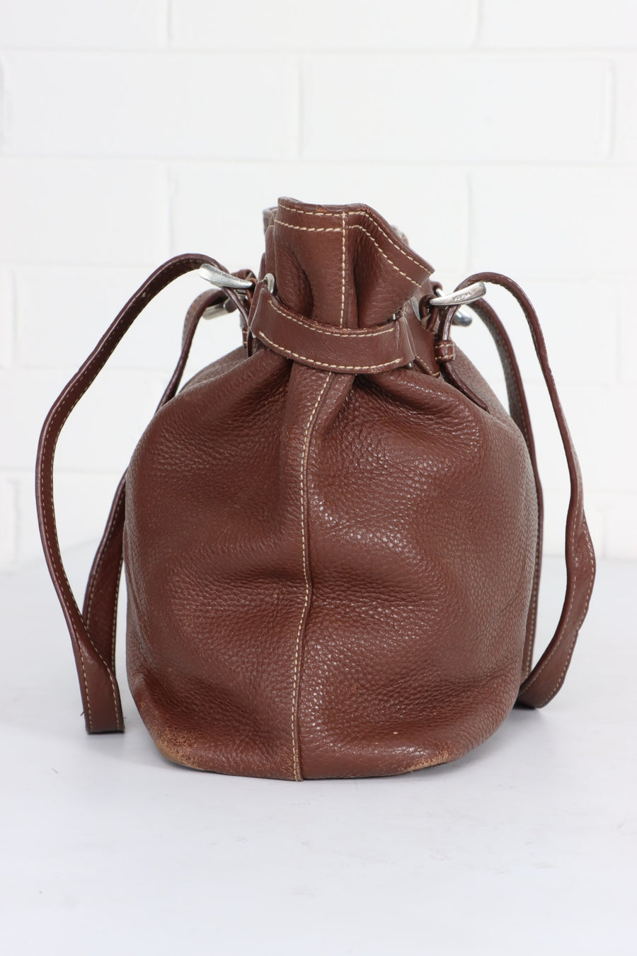 PRADA 'Vitello Daino' Tote Brown Leather Bag Italy Made