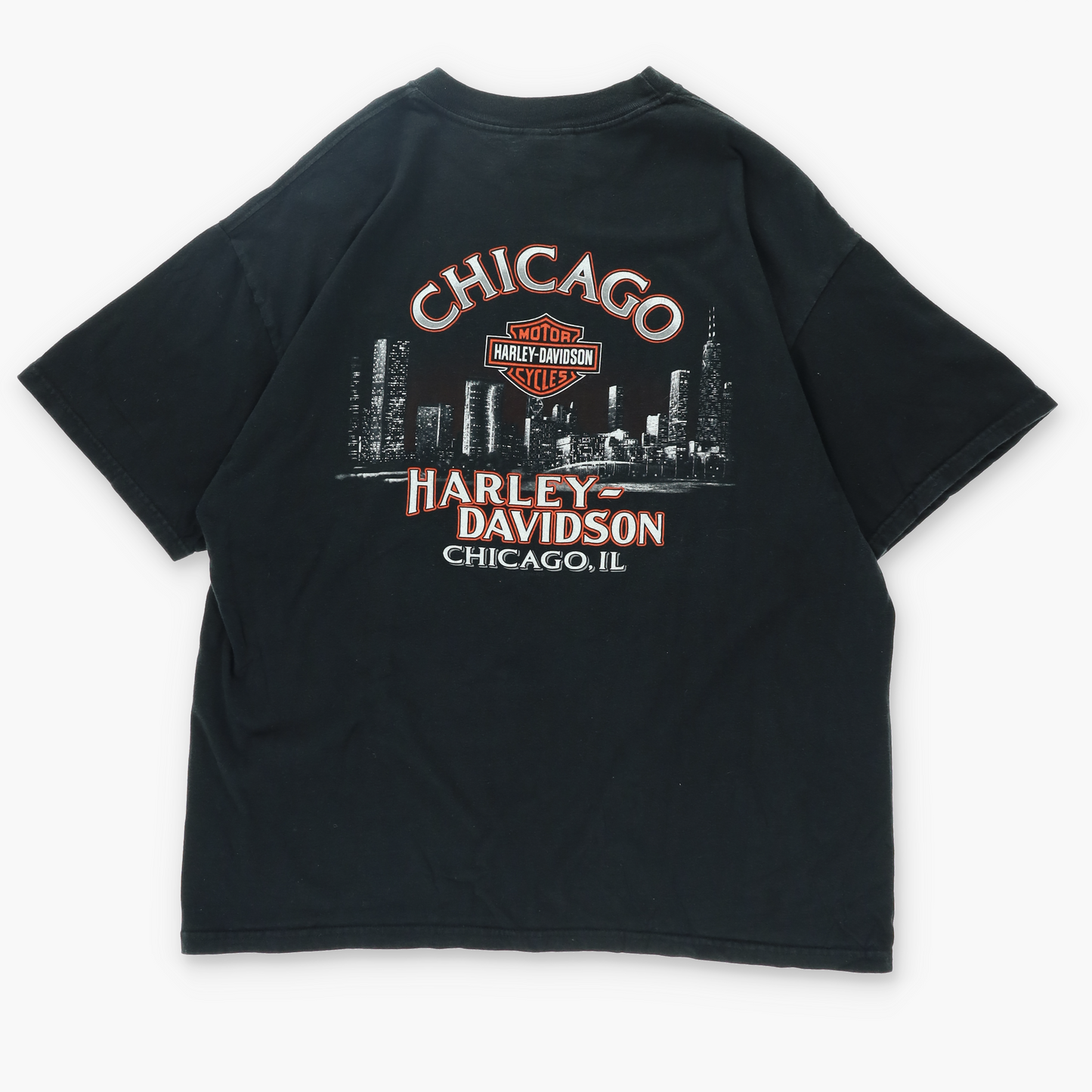 HARLEY Chicago Illinois Smoking Gun Graphic USA Made T-Shirt (XL)