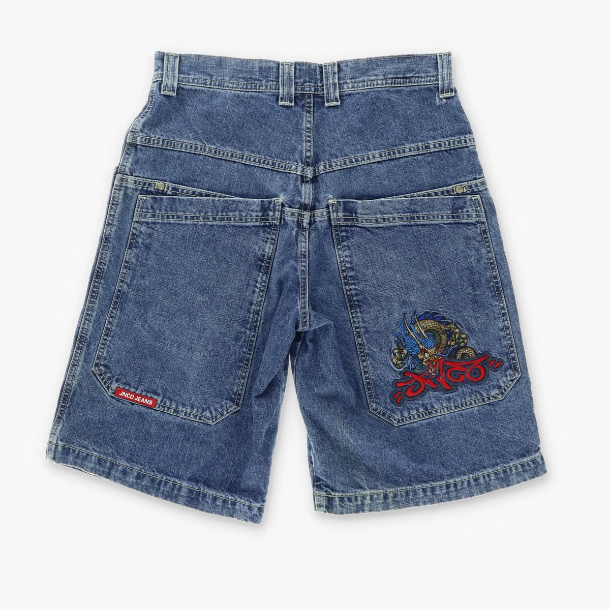 JNCO Jeans Embroidered Dragon Baggy Denim Shorts (18) Vintage Sole Melbourne