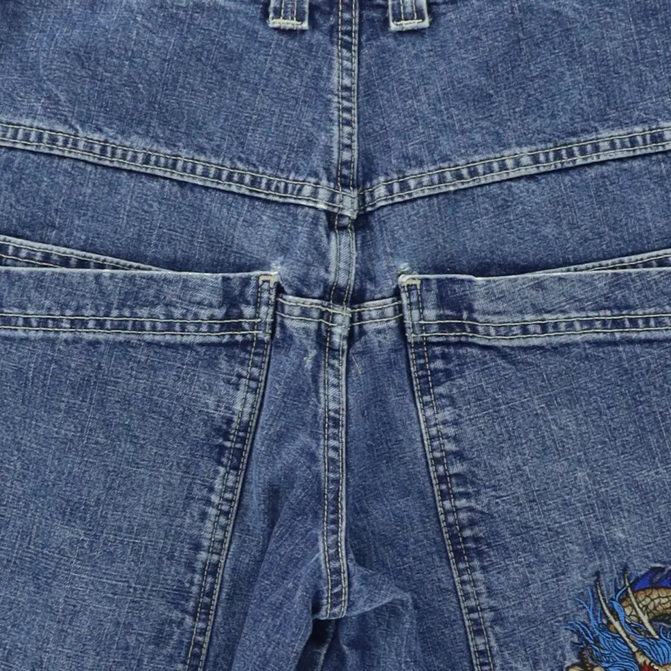 JNCO Jeans Embroidered Dragon Baggy Denim Shorts (18) Vintage Sole Melbourne