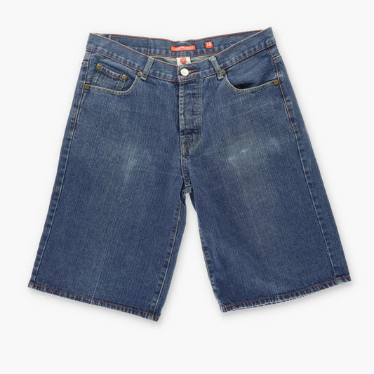 ED HARDY Embroidered Pin Up Girl Baggy Denim Shorts (38) Vintage Sole Melbourne