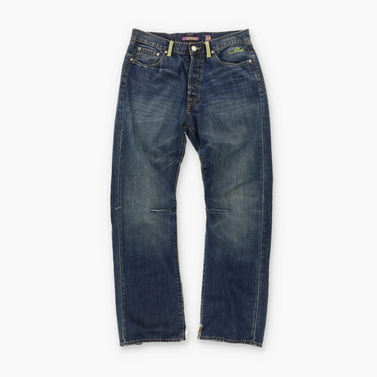 ED HARDY by Christian Audigier Metallic Gold Skull Pocket Jeans (34x34) Vintage Sole Melbourne