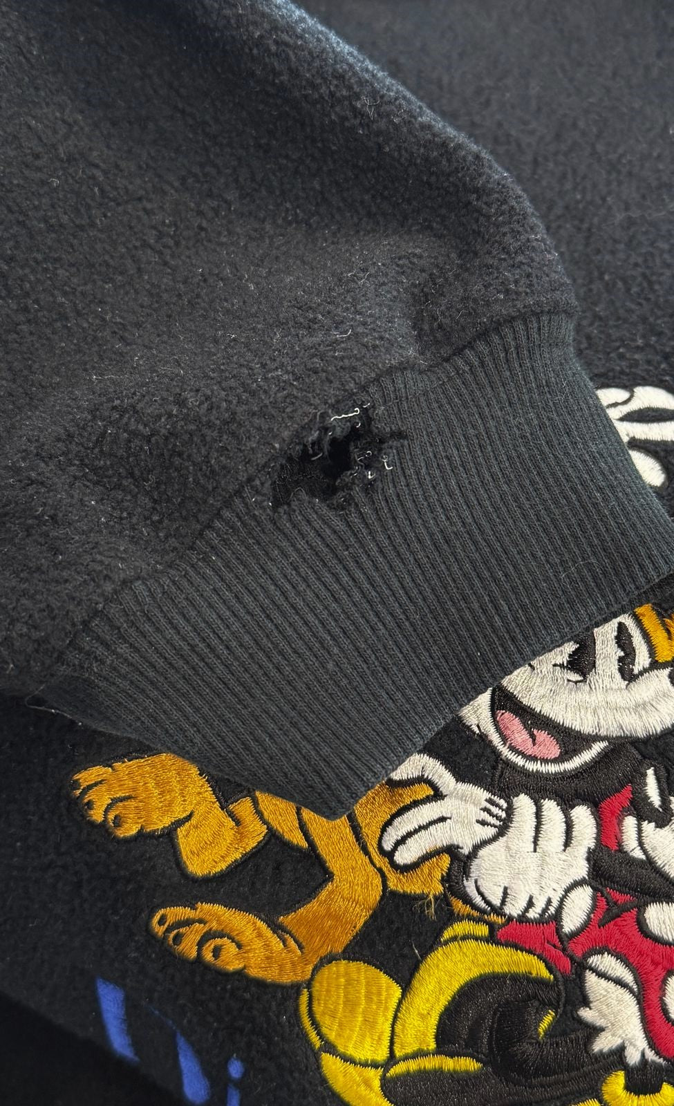DISNEY ORIGINALS Embroidered Black Fleece Sweatshirt (XL-XXL)