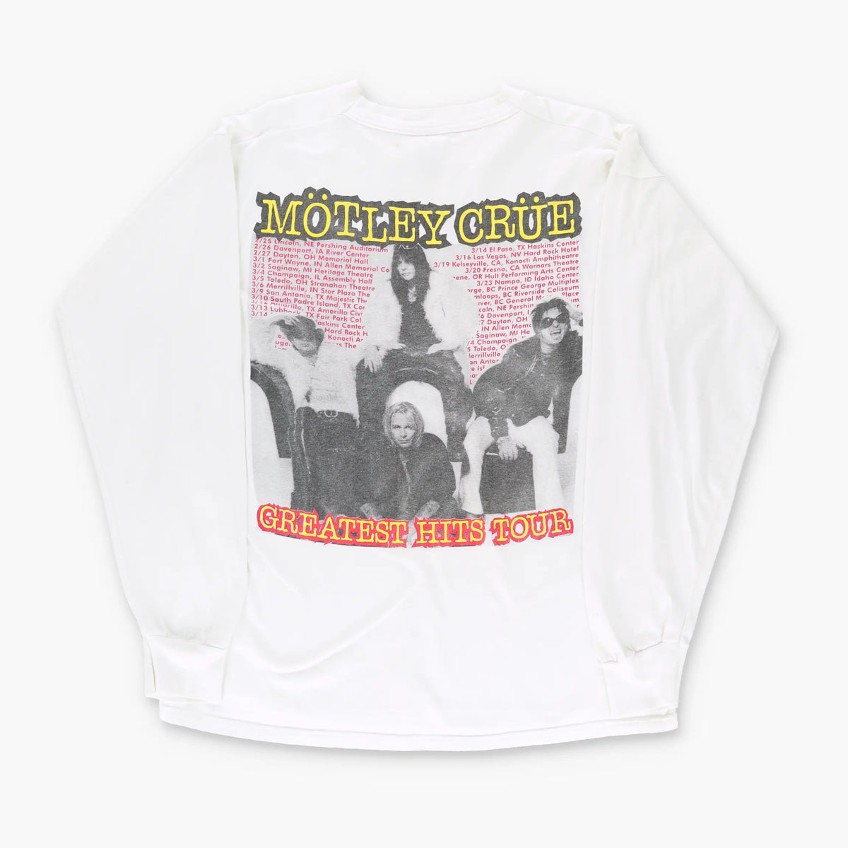 Motley Crue 1999 'Greatest Hits Tour' Long Sleeve Tee (L-XL) Vintage Sole Melbourne