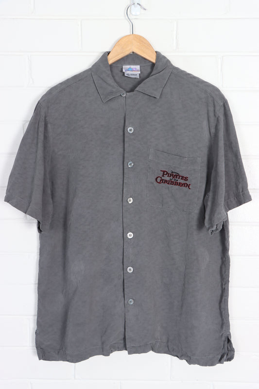DISNEY Disneyland Pirates of the Caribbean Embroidered Silk Shirt (M-L) - Vintage Sole Melbourne
