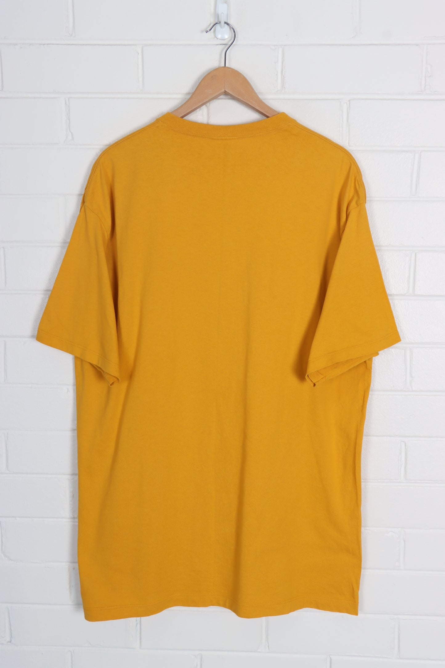 NIKE Mustard Embroidered Swoosh Logo USA Made Classic Tee (XL) - Vintage Sole Melbourne