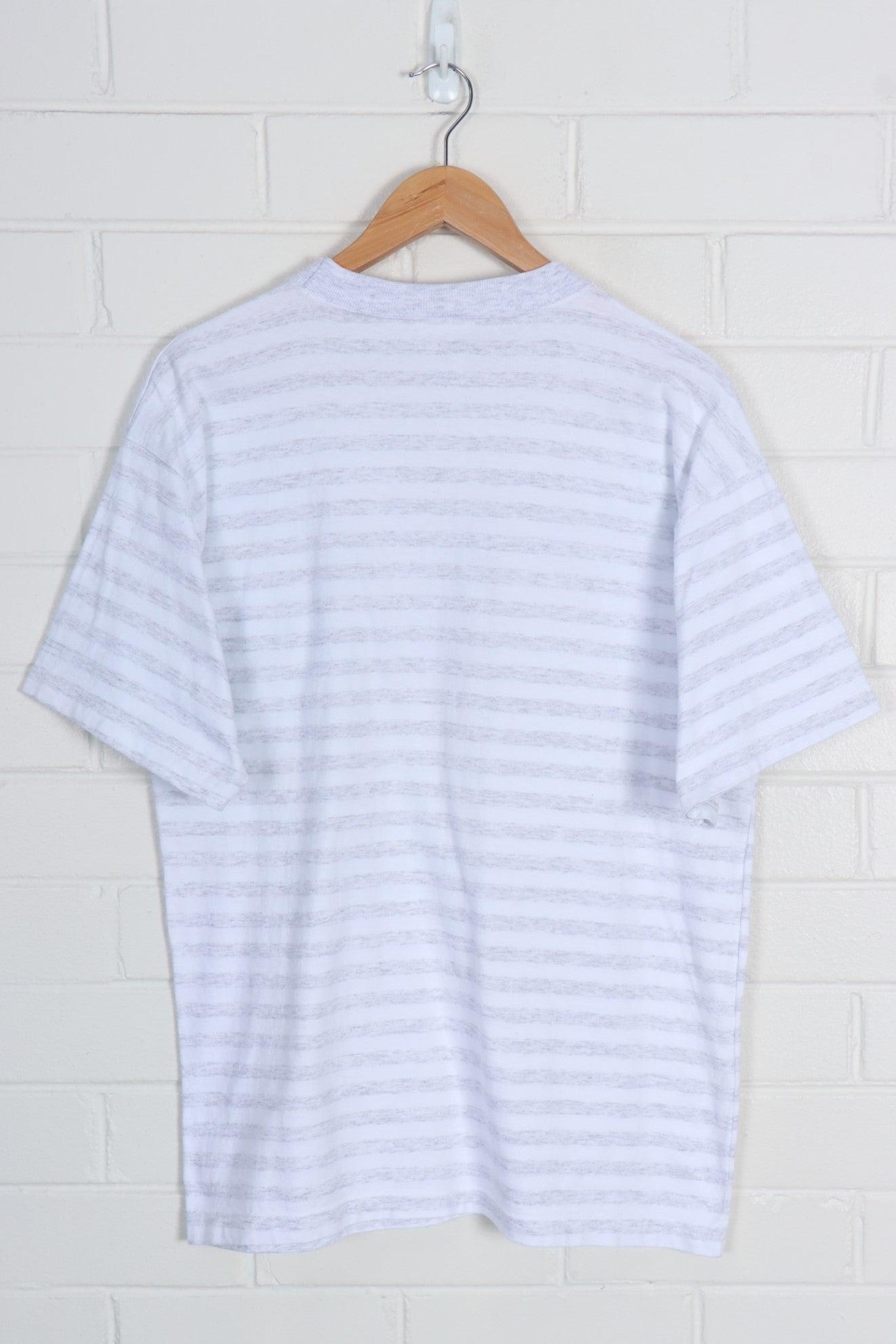 Newport Teal & Purple Striped Tee USA Made(M-L) - Vintage Sole Melbourne