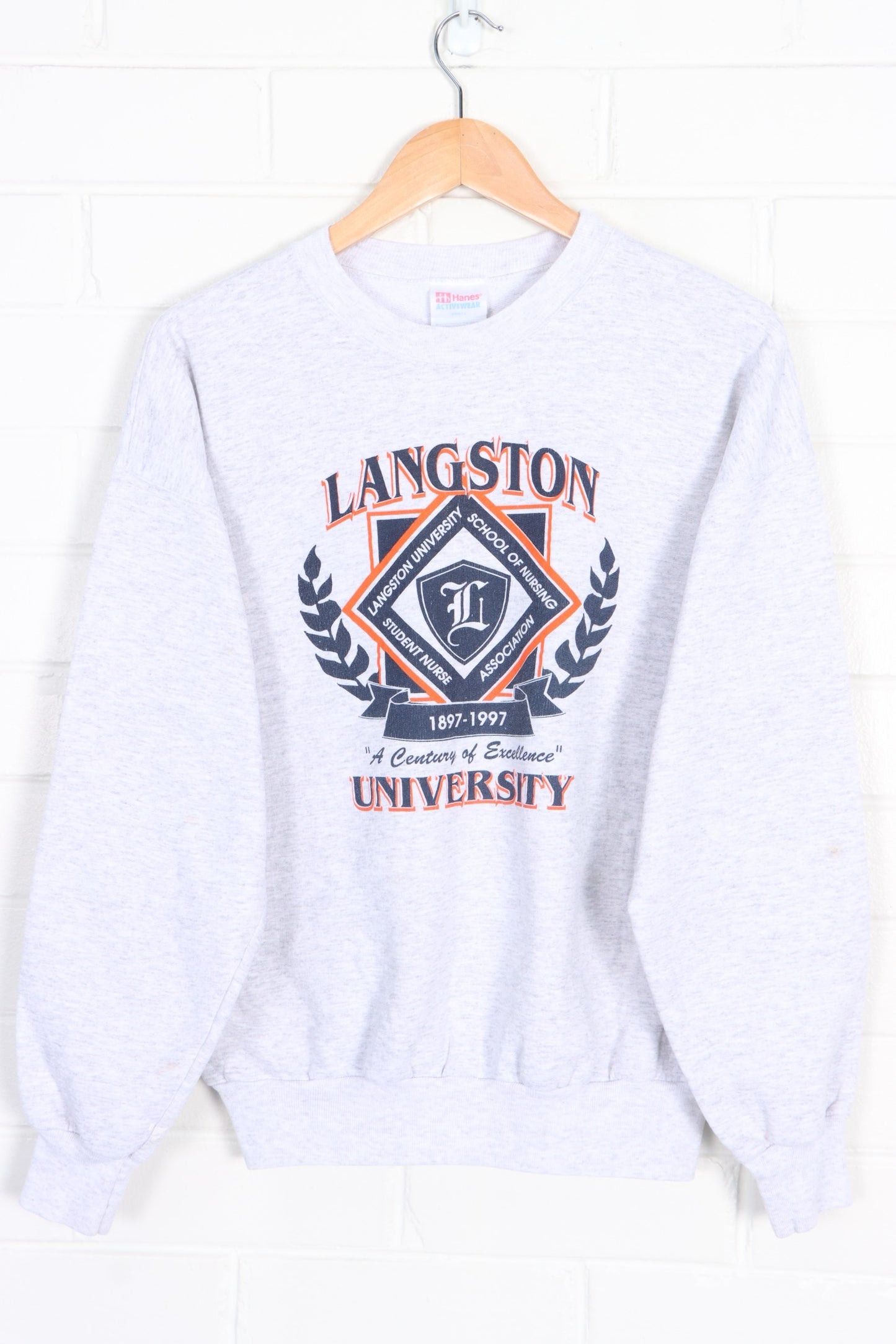 Langston University 1997 "Century of Excellence" Logo Sweatshirt (L) - Vintage Sole Melbourne