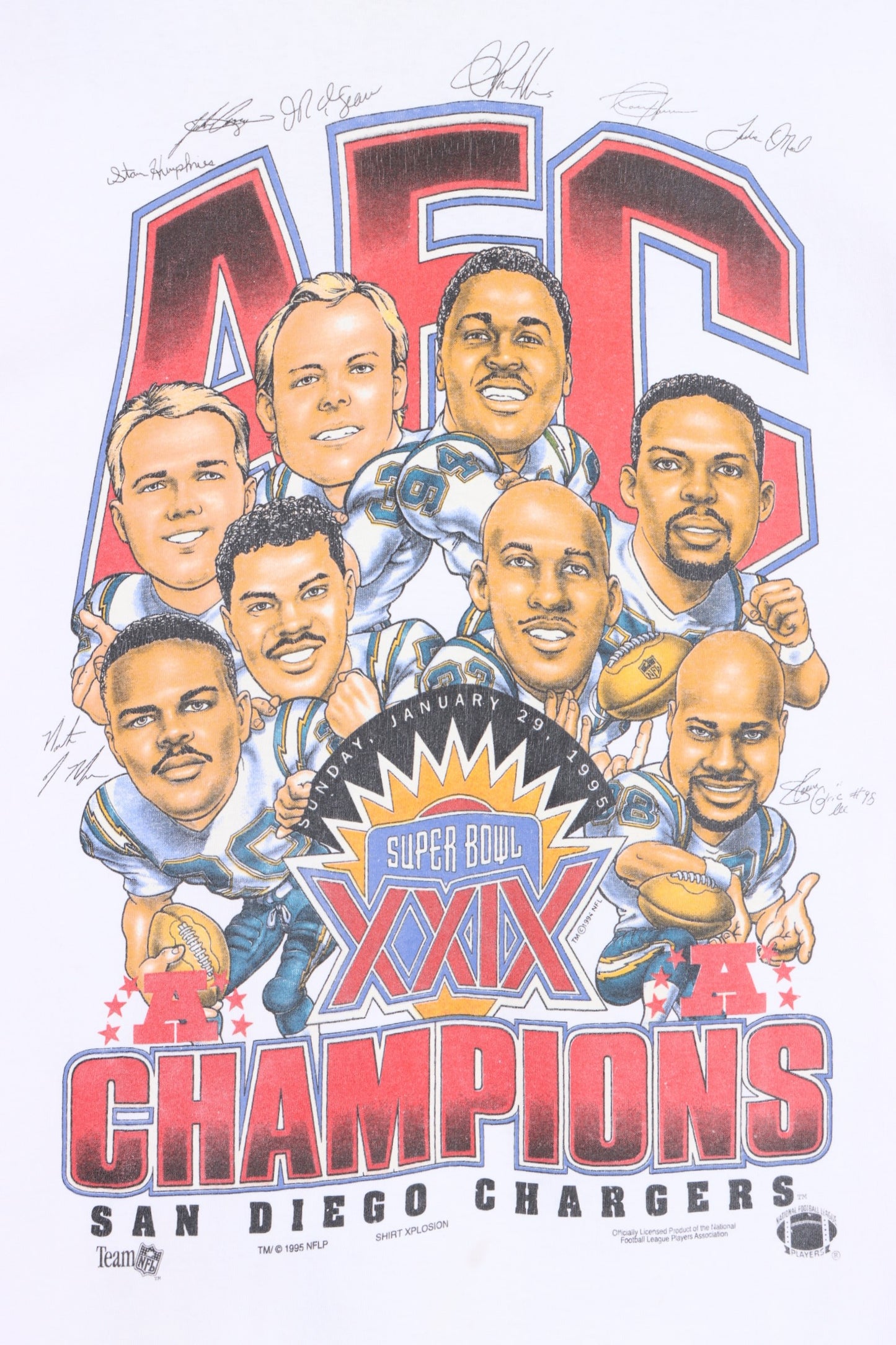 NFL San Diego Chargers 1995 AEC Champions Signatures Single Stitch Tee (M) - Vintage Sole Melbourne