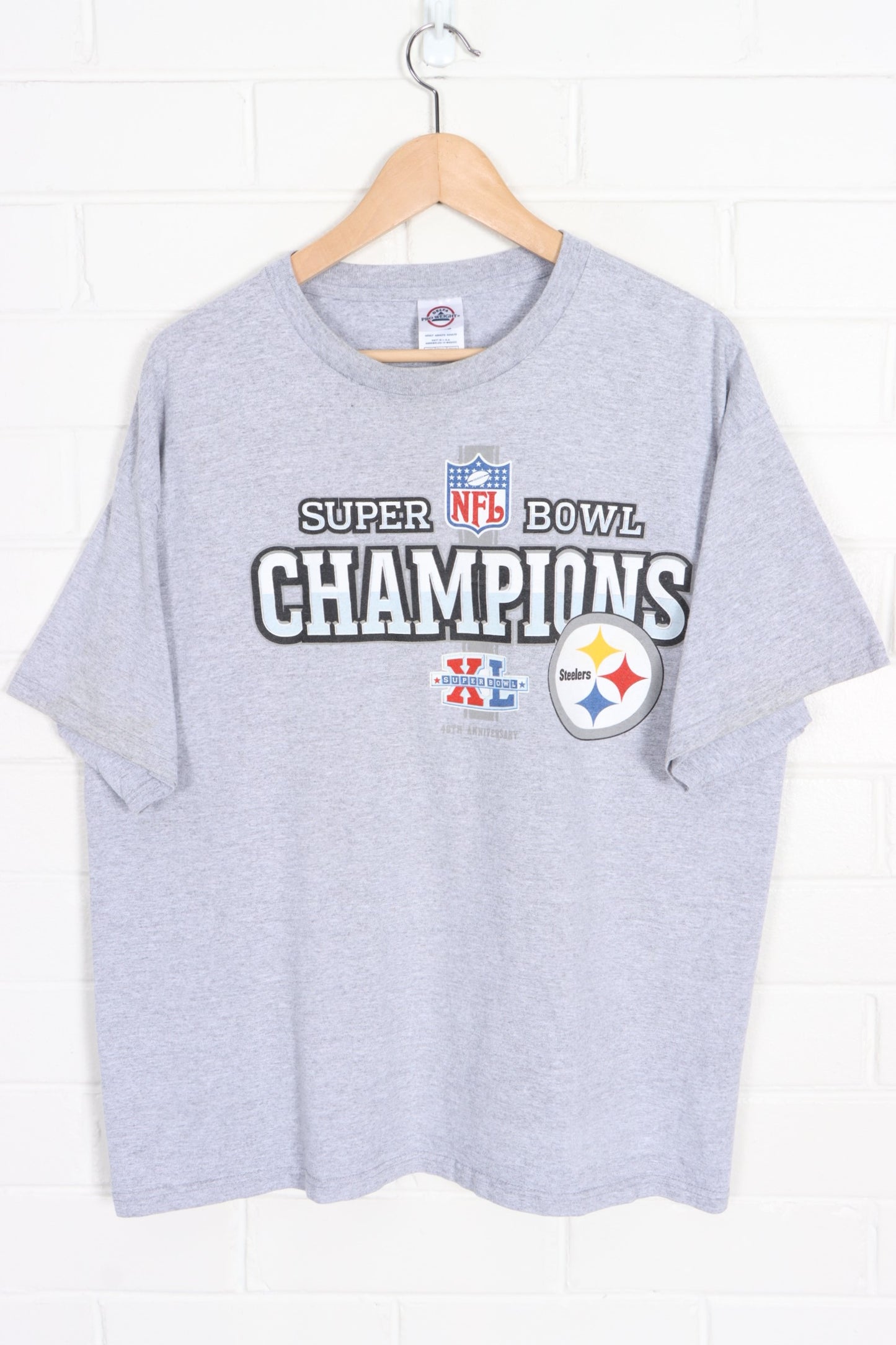 Pittsburgh Steelers NFL Super Bowl XL Champions T-Shirt (L) - Vintage Sole Melbourne