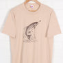 Beige Trout Fishing Animal Francis W Davis Art Graphic Tee (M-L)