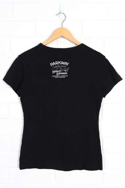 HARLEY DAVIDSON Rhinestone Logo Y2K T-Shirt USA Made (Women's M)