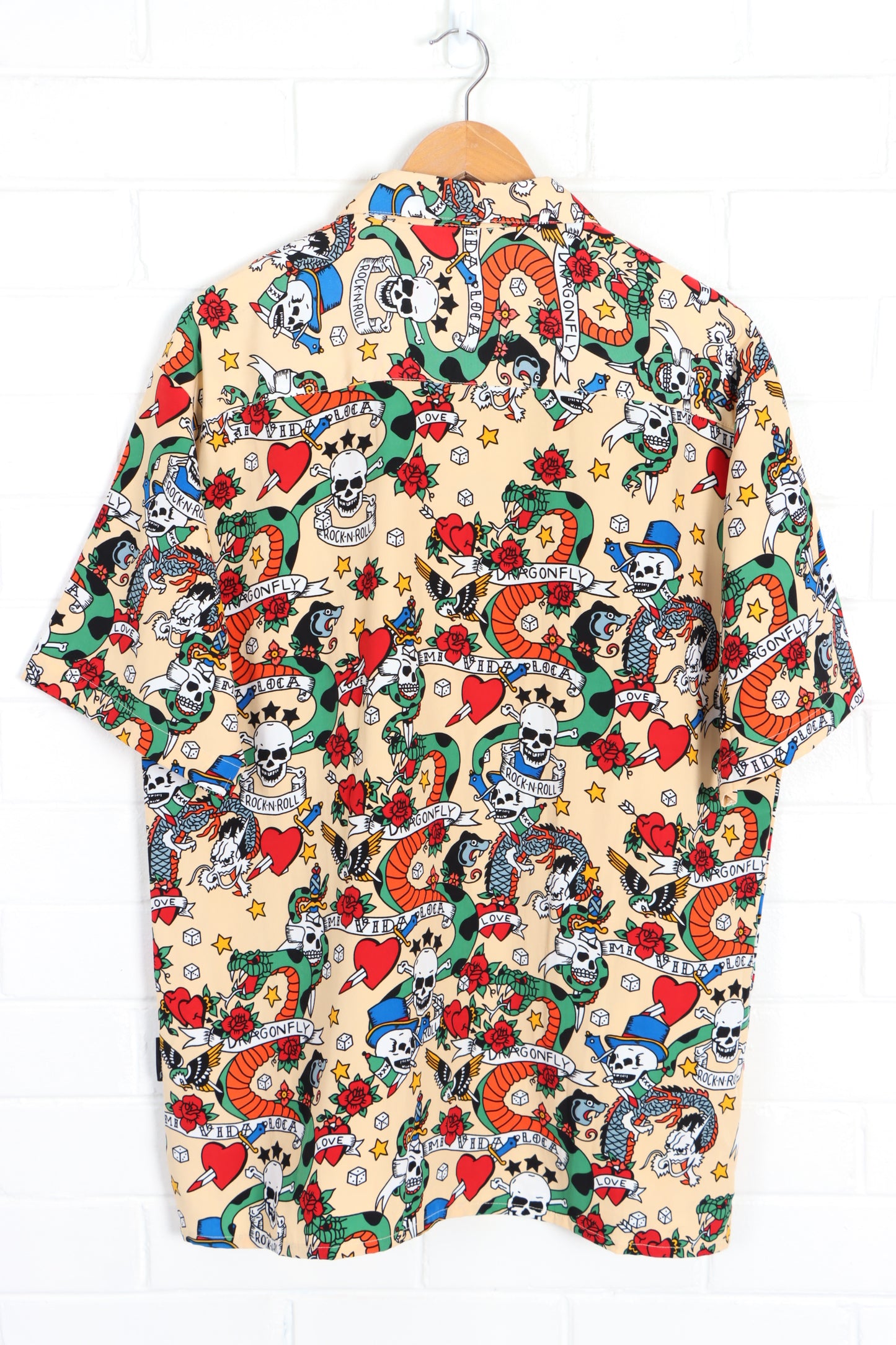 DRAGONFLY Clothing Co. Tattoo Print Short Sleeve Shirt (XL) - Vintage Sole Melbourne