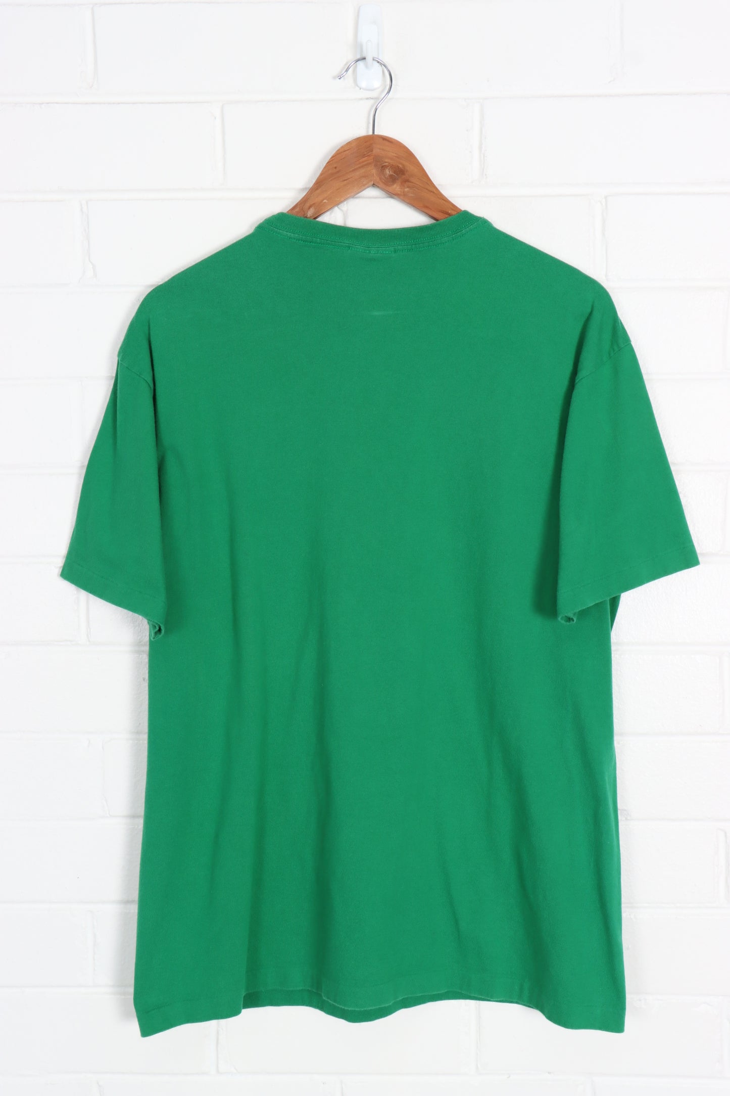 POLO RALPH LAUREN Green & Navy Embroidered Pocket Single Stitch Tee (M-L) - Vintage Sole Melbourne