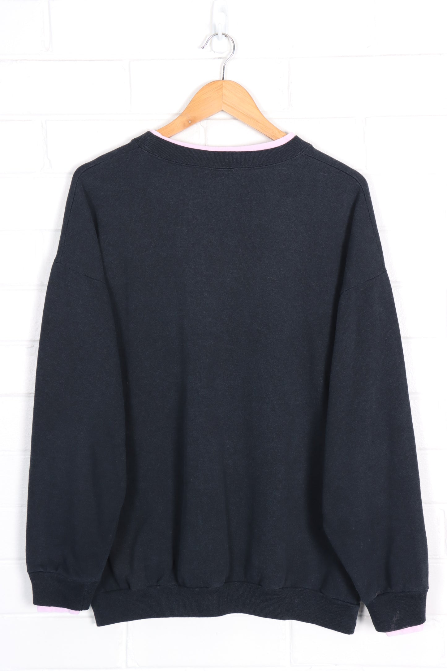 Vintage 1986 Black Cat Eyes Double Crew Neck Sweatshirt (XL) - Vintage Sole Melbourne