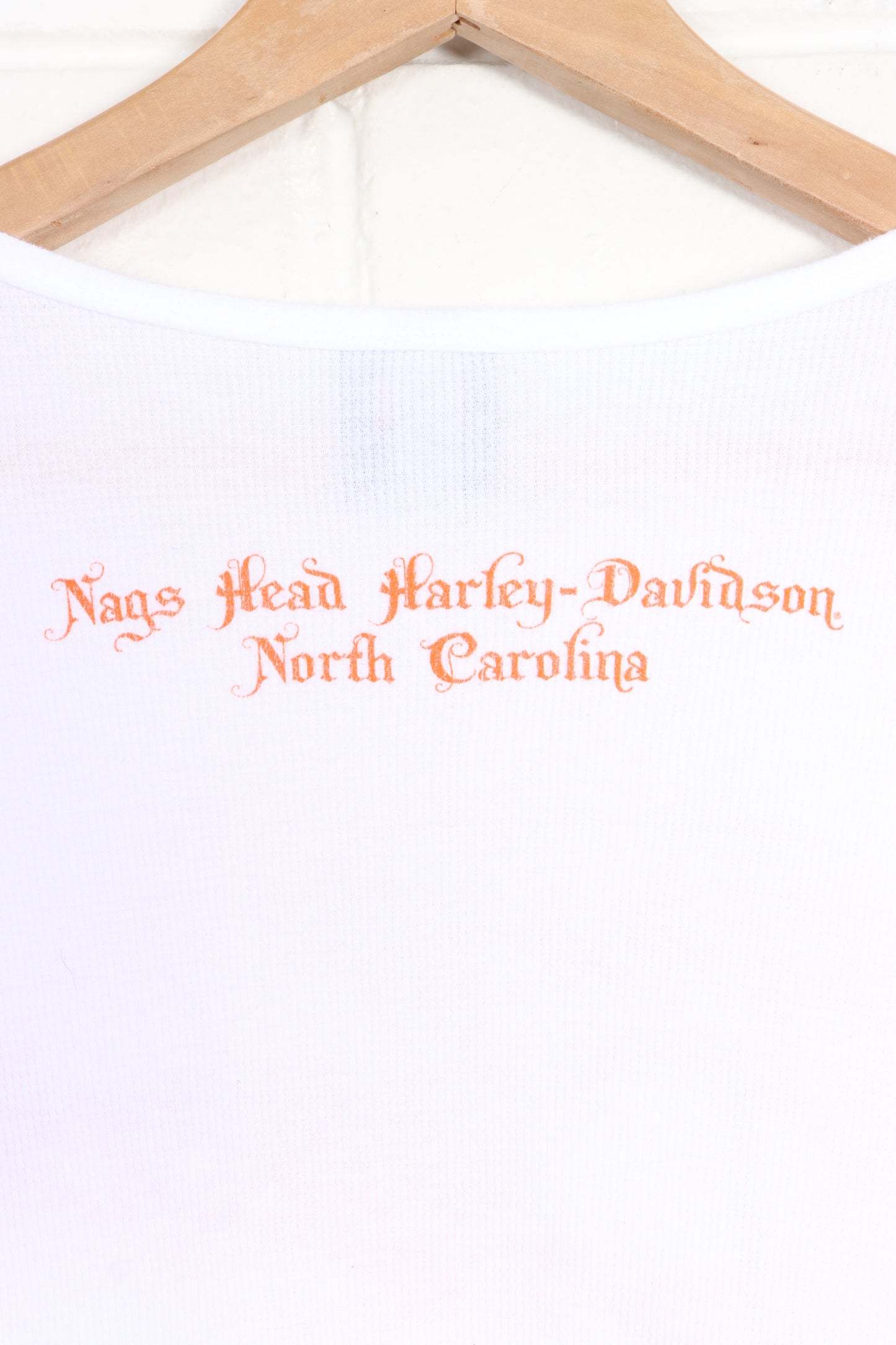 HARLEY DAVIDSON Glitter Logo Y2K Long Sleeve Crop Top (Women's M-L) - Vintage Sole Melbourne