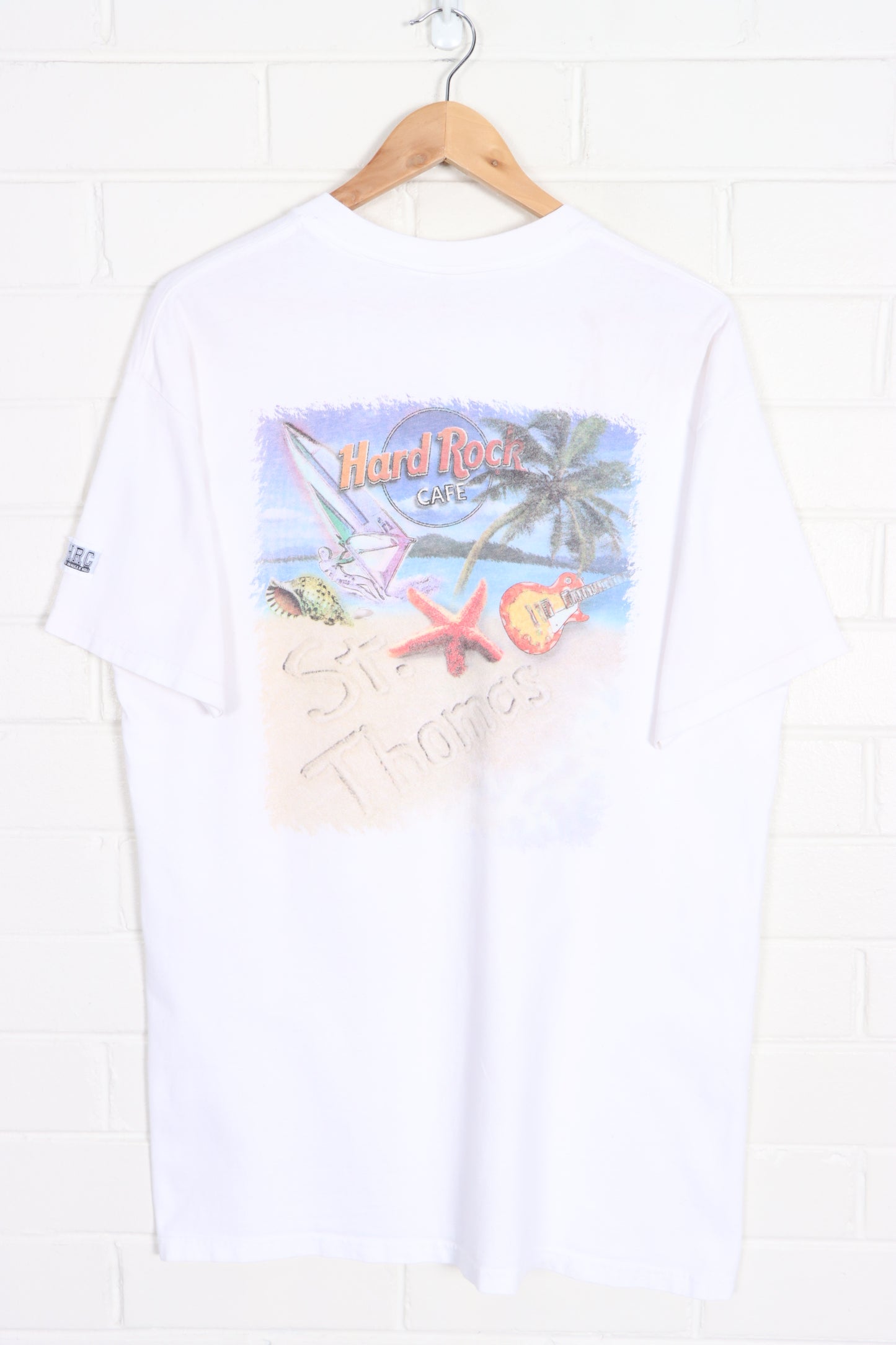 HARD ROCK CAFE St Thomas Front Back Beach Tall T-Shirt (L) - Vintage Sole Melbourne