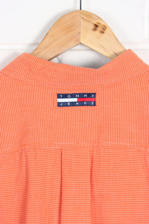 TOMMY HILFIGER Box Logo Pocket Detail Orange Short Sleeve Shirt (XL) - Vintage Sole Melbourne