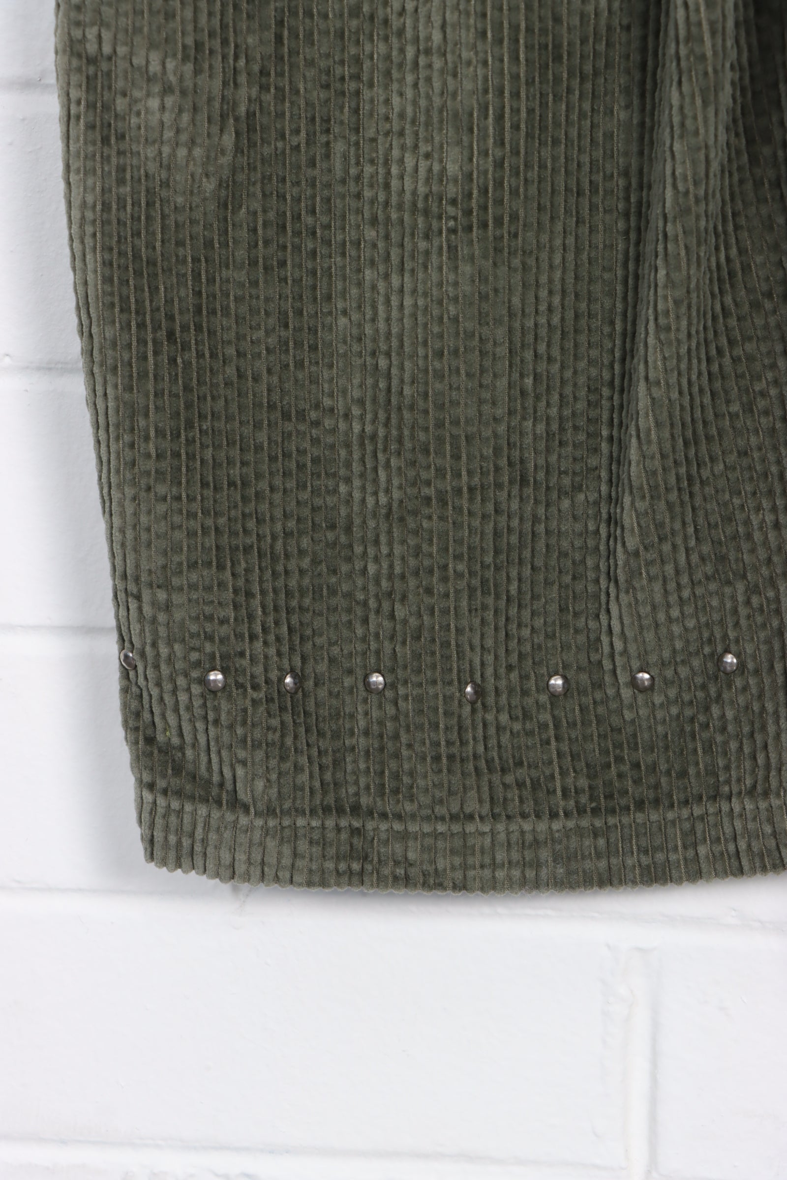 Olive Green Studded Corduroy Long Overalls (M) - Vintage Sole Melbourne