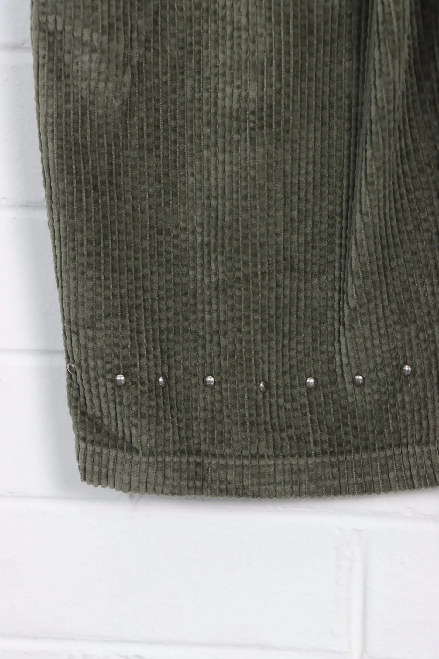 Olive Green Studded Corduroy Long Overalls (M) - Vintage Sole Melbourne