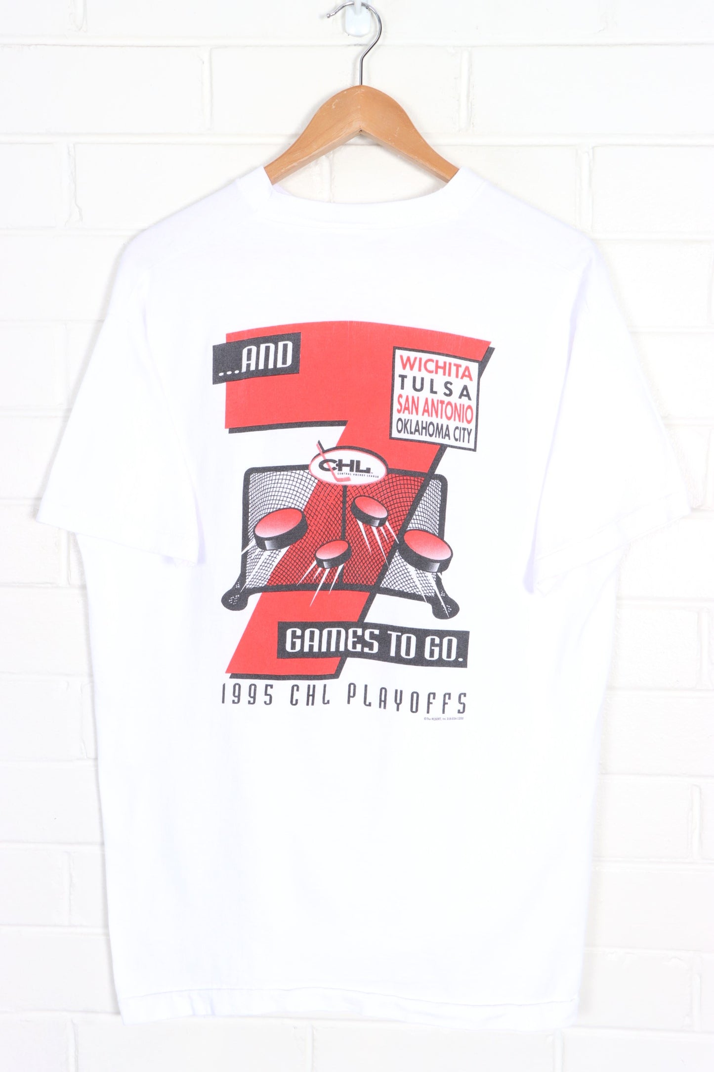CHL 1995 Hockey Playoffs Single Stitch Front Back Tee (L) - Vintage Sole Melbourne