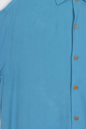 TOMMY BAHAMA Blue Silk Short Sleeve Shirt (L)