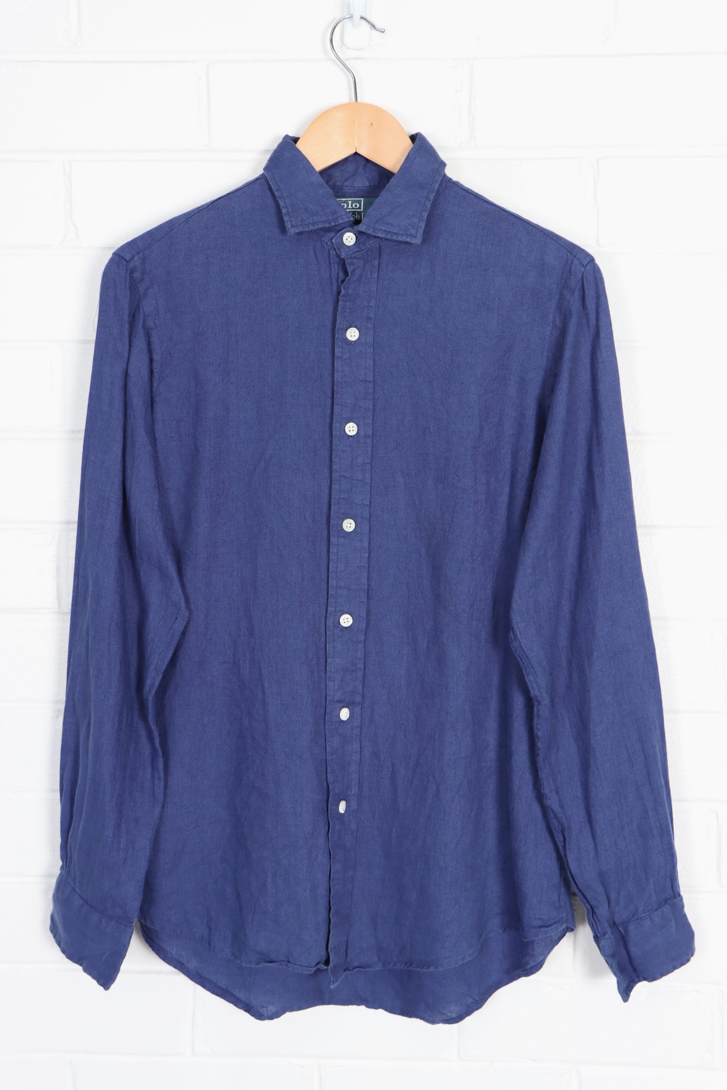 Vintage RALPH LAUREN POLO Navy Blue Linen Button Up Shirt (M-L) - Vintage Sole Melbourne