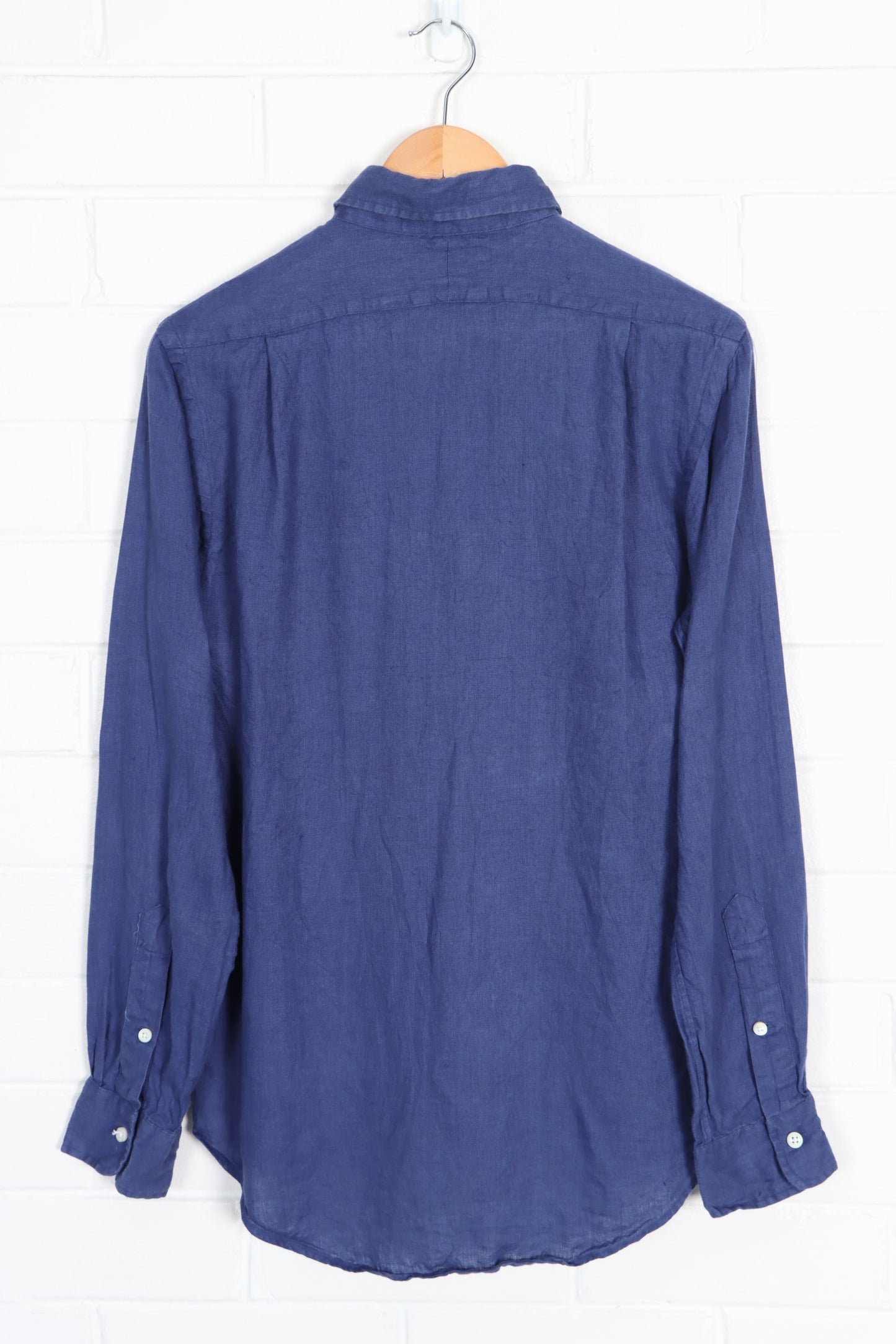 Vintage RALPH LAUREN POLO Navy Blue Linen Button Up Shirt (M-L) - Vintage Sole Melbourne