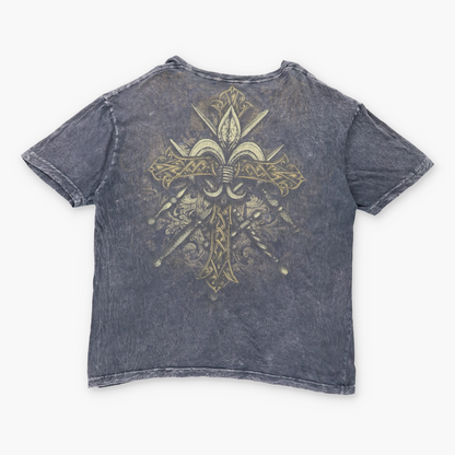 ELITE MMA Y2K Skull Grunge Yellow & Grey Faded Vintage T-Shirt (XXL) Vintage Sole Melbourne