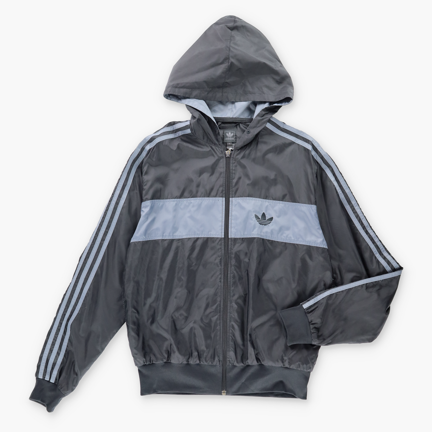 Vintage ADIDAS Embroidered Logo Grey & Black Windbreaker Jacket (M) Vintage Sole Melbourne