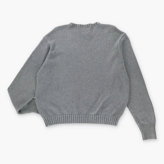 Vintage POLO RALPH LAUREN Embroidered Knit Grey & Black Sweater (XXL)