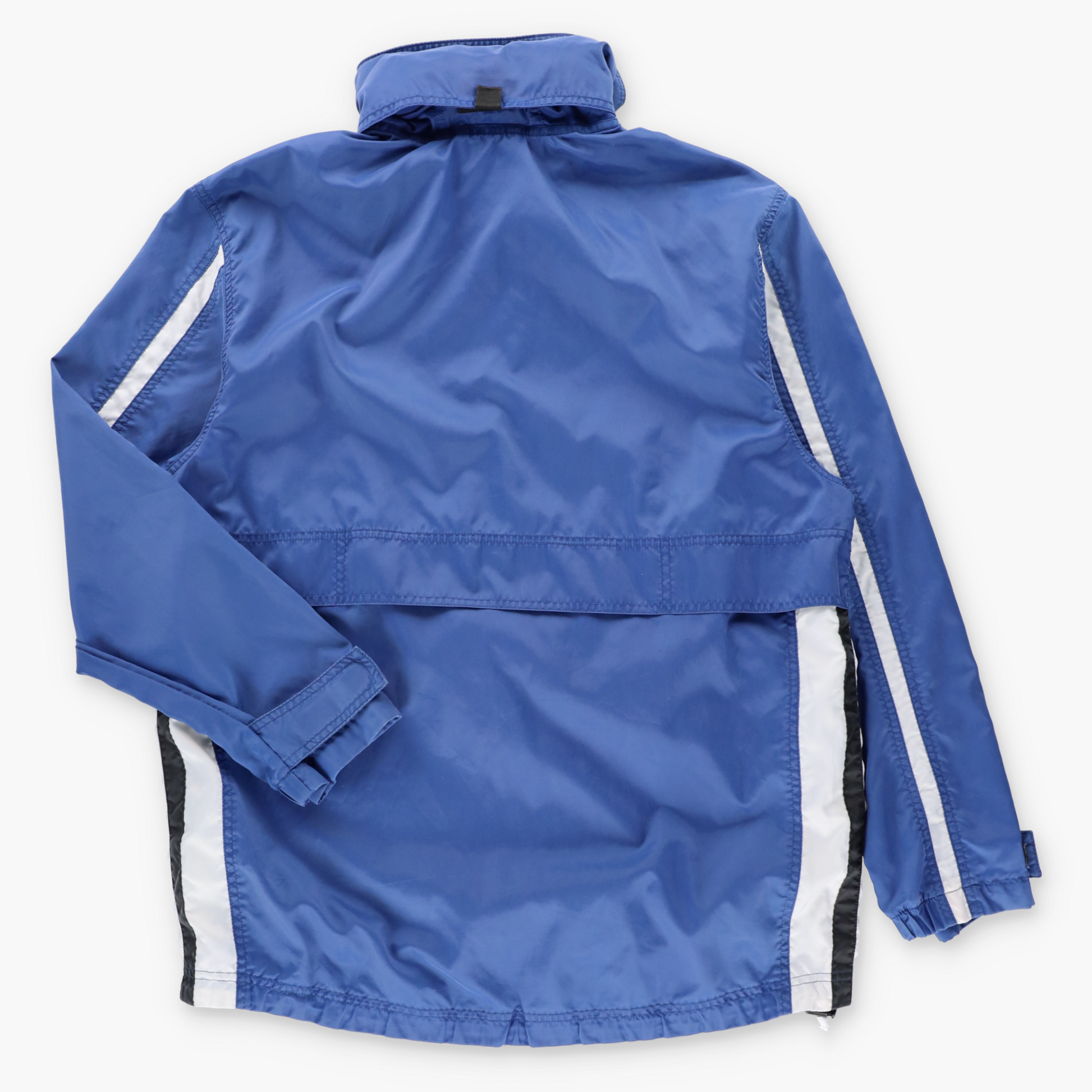 Vintage NIKE Blue & White Embroidered Swoosh Convertible Hood 1/4 Zip Windbreaker (M) Vintage Sole Melbourne