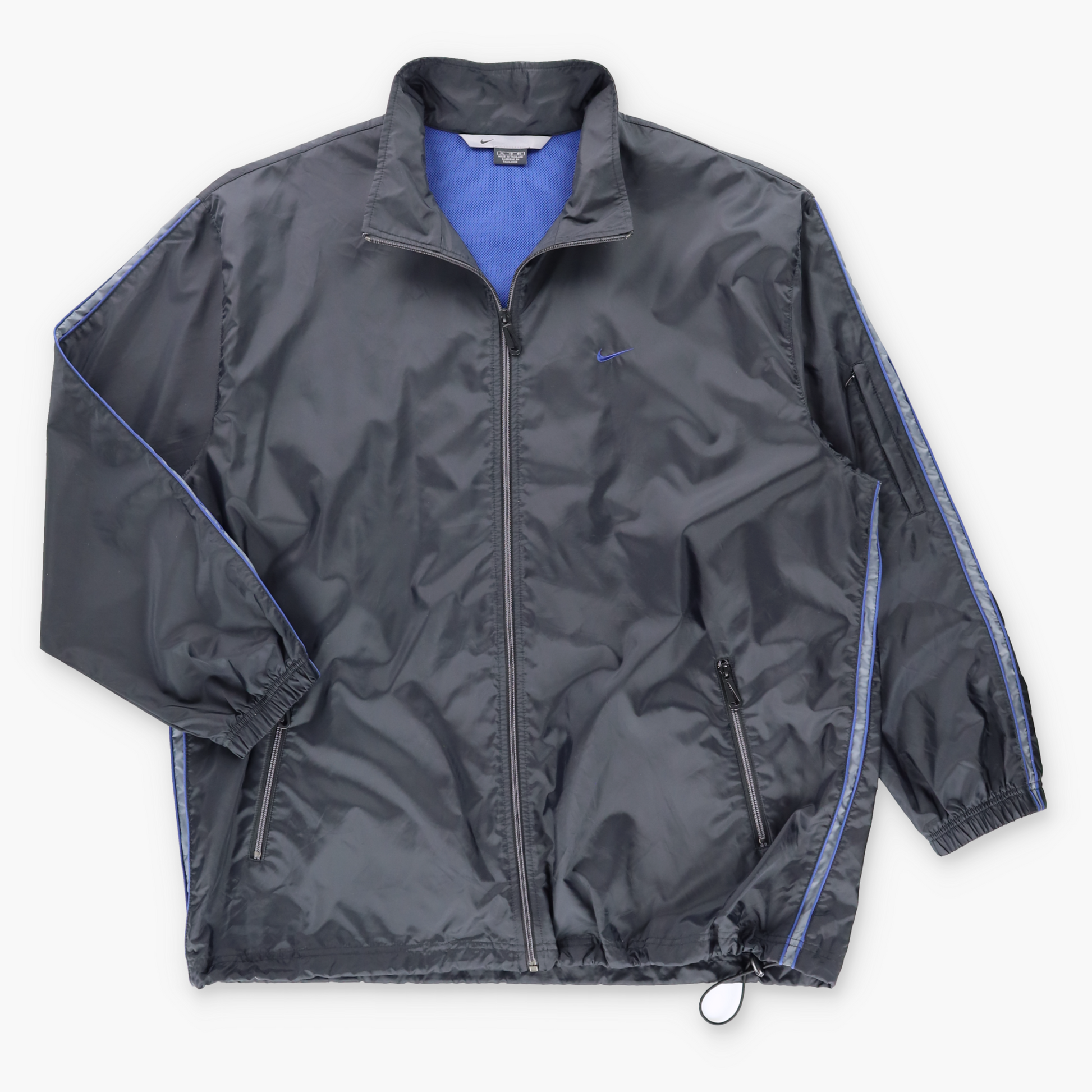 Vintage NIKE Vented Black & Blue Embroidered Logo Full Zip Windbreaker Jacket (XL) Vintage Sole Melbourne