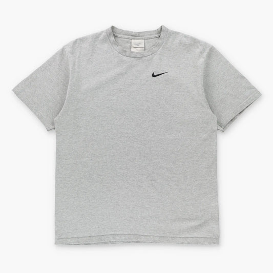 Vintage NIKE Big Embroidered Swoosh Logo Heather Grey T-Shirt (M-L)