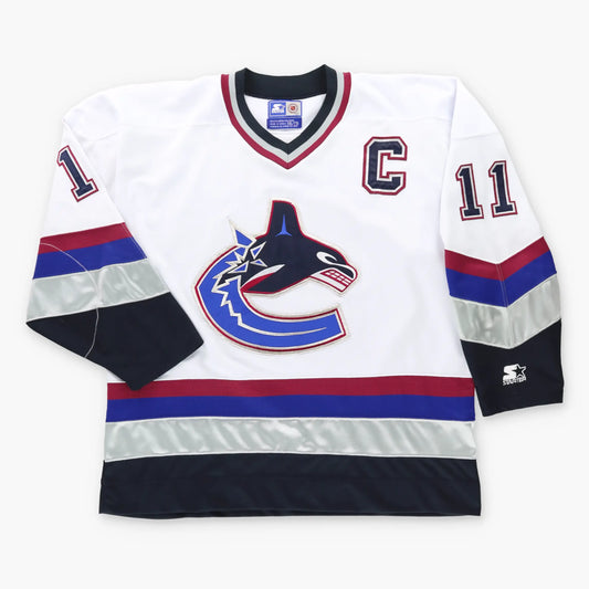 Vintage STARTER Mark Messier #11 NHL Vancouver Canucks Hockey Jersey Korean Made (XXL)