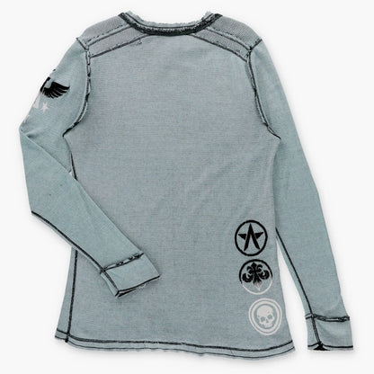 Vintage AFFLICTION Reversible Y2K Velvet Detailing Thermal Long Sleeve Tee USA Made (L-XL TALL)