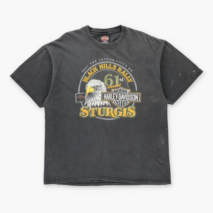 Vintage 2001 HARLEY DAVIDSON 61st Sturgis Black Hills Rally South Dakota Faded Black T-Shirt (XL)